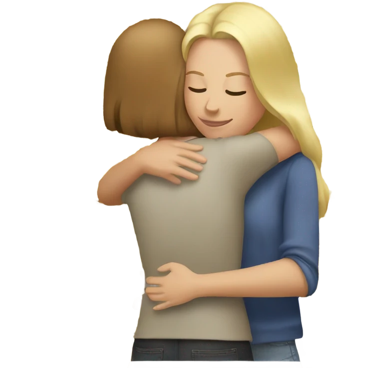 The woman blonde hugs the girl with brown hair  emoji