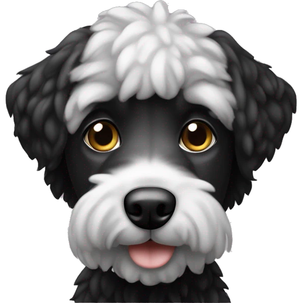 Perro caniche negro con pecho blanco  emoji