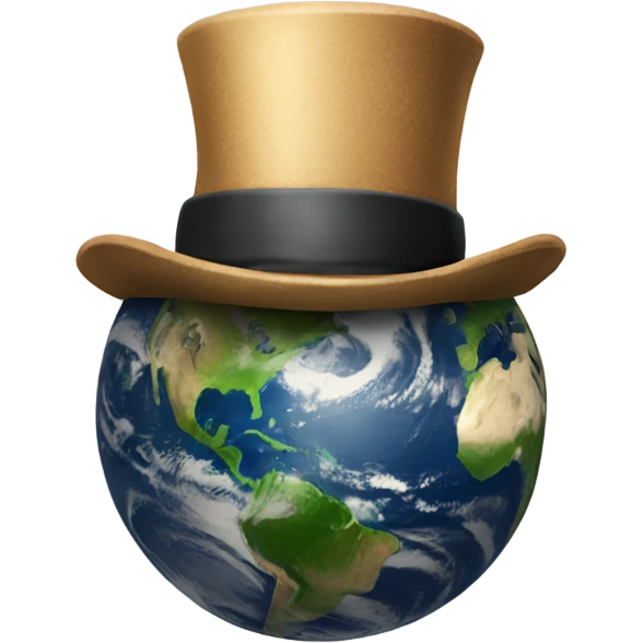 earth wearing a top hat emoji