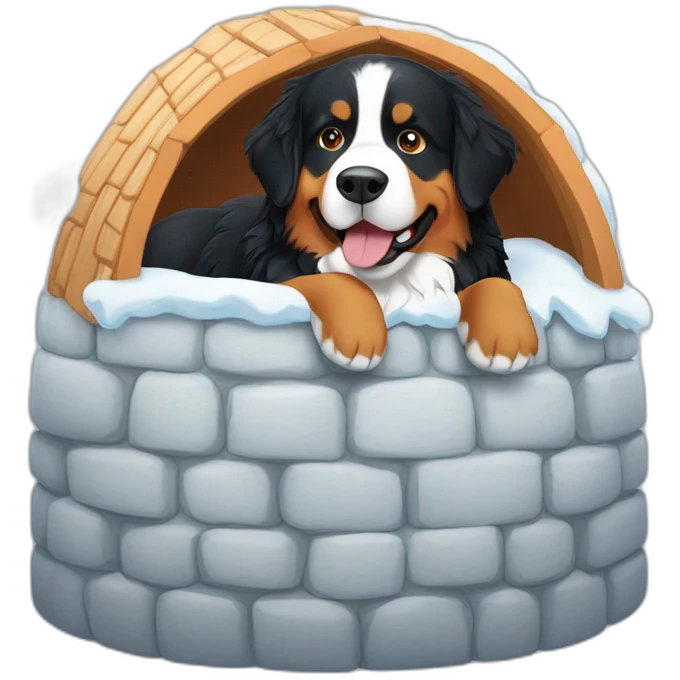 bernese mountaind dog in an igloo emoji