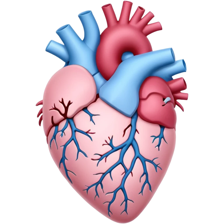 White and sky blue Anatomical heart with light pink rose without leaves  emoji