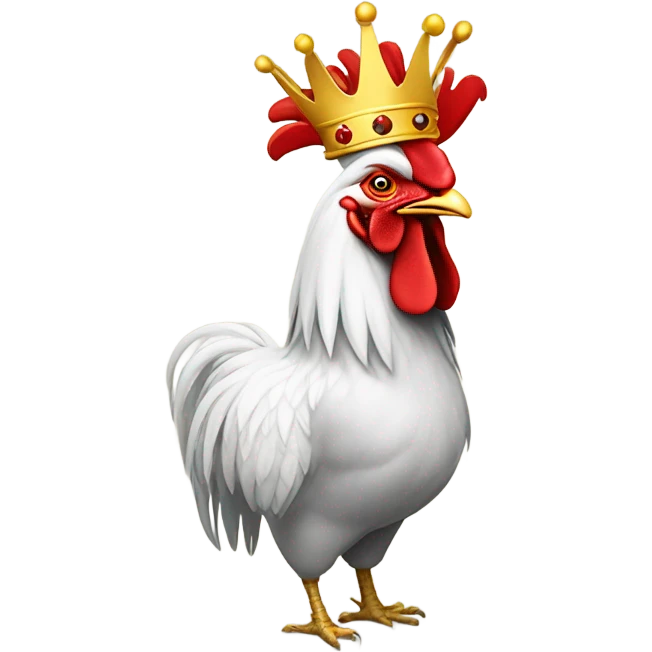 crestless rooster with a king's crown emoji