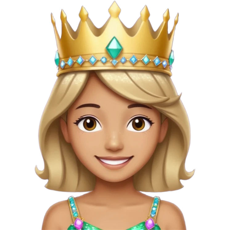 A stylish teen wearing a hand-crafted crown for fun. emoji