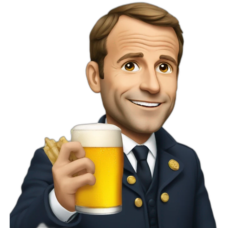 Macron qui boit une bière emoji