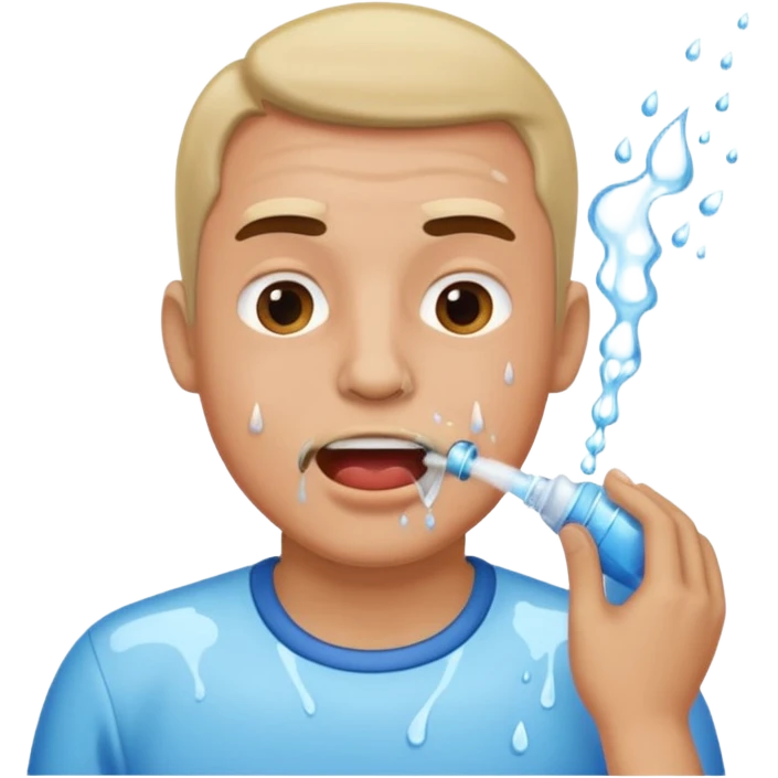 Water spraying in guy mouth emoji