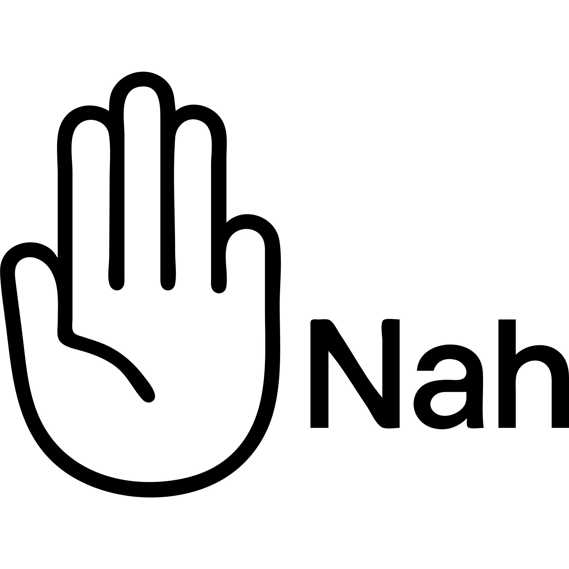 icon of the word 'Nah' with a hand gesture palm out, minimal, outlined style emoji