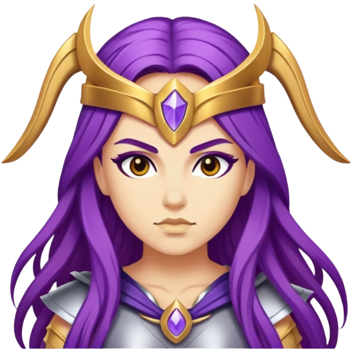 Valkyrie with apple gold skintone and purple ha emoji