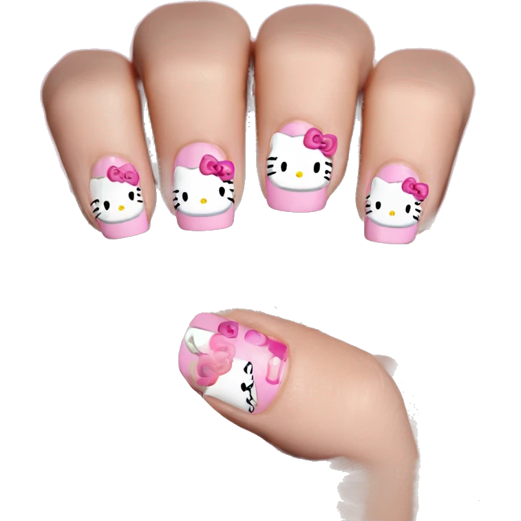 Hello kitty nails on hands emoji