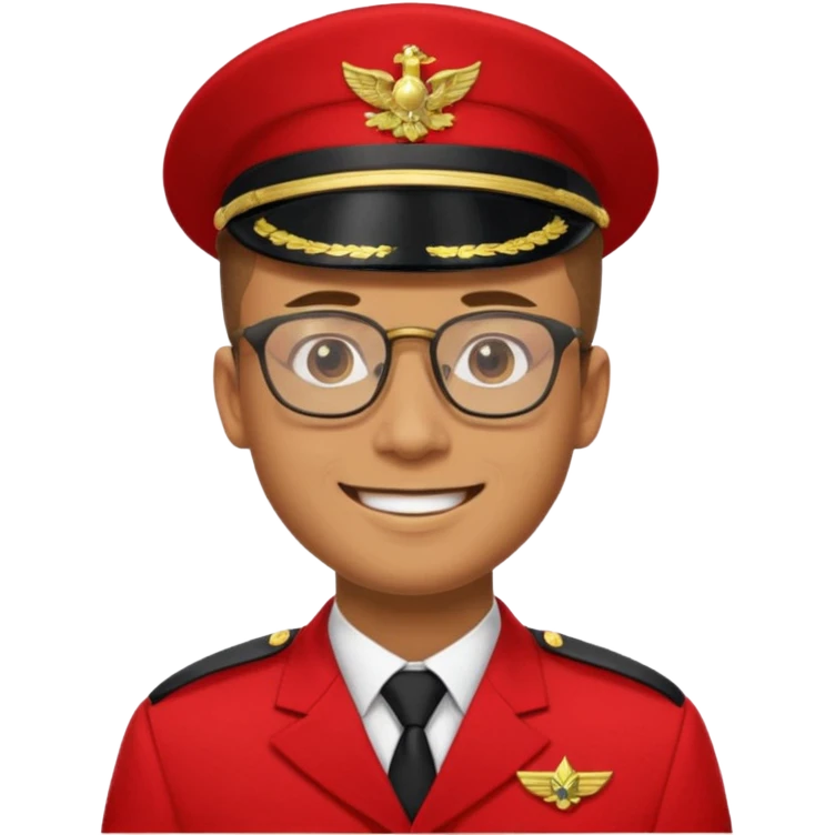 Smiling military man with glasses in red uniform emoji