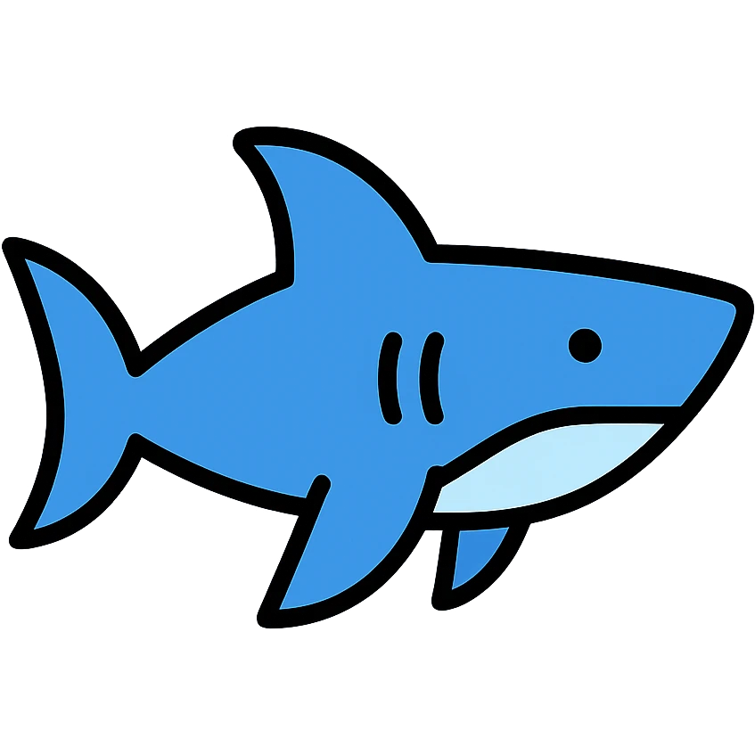 blue shark icon with color outline emoji