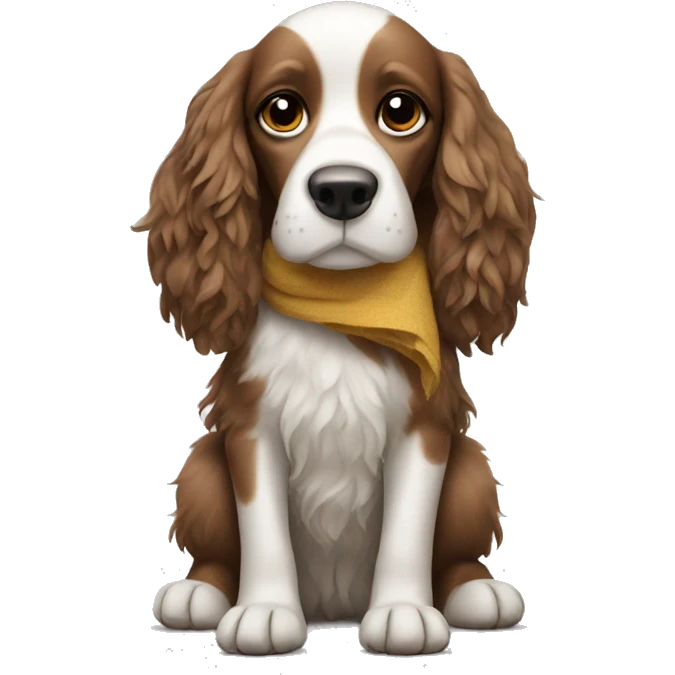 spaniel with a rag in paws emoji