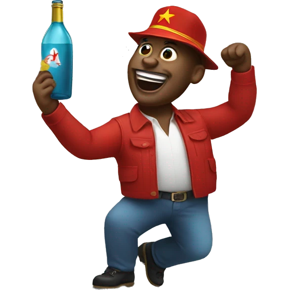 communist with bottle in hand dancing emoji