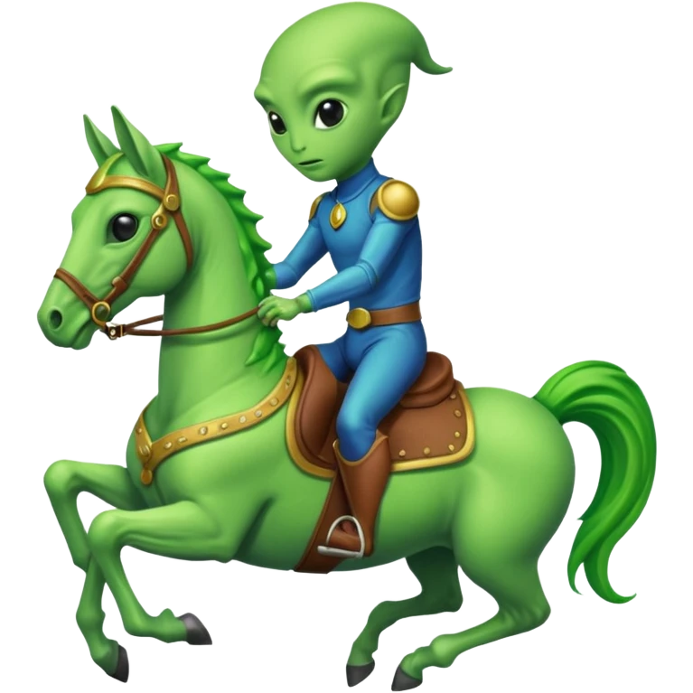 Alien on horse, close up emoji