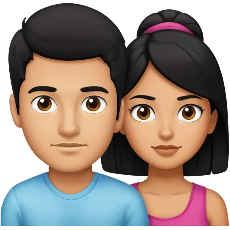 create a tanned boy with black hair and a bit of a mustache and a black haired Latina girl emoji