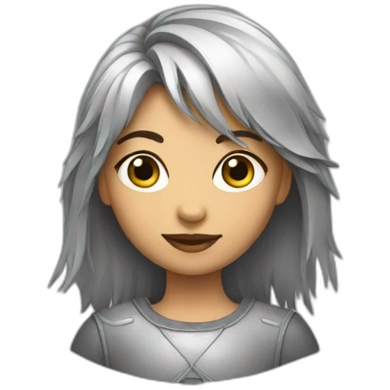 Girl with silver wolfcut emoji