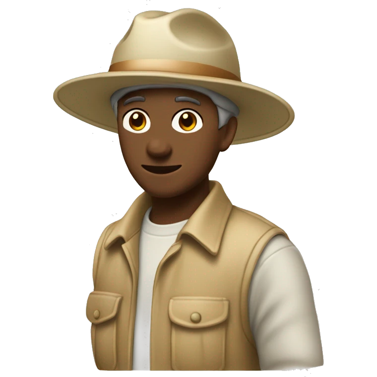 gardener pith helmet beige jacket hazel emoji