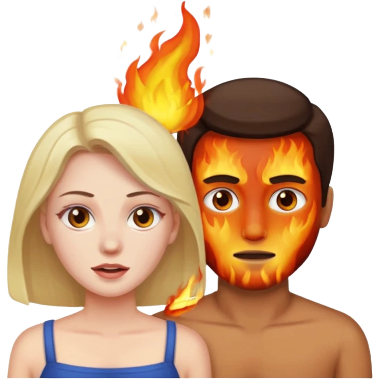  woman being burned in front of a very handsome man emoji