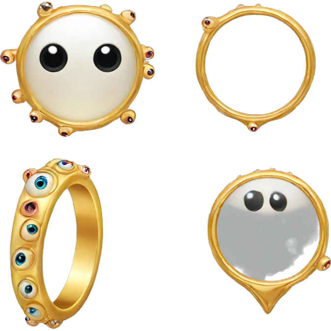 very thin gold ring studded with eyeballs emoji
