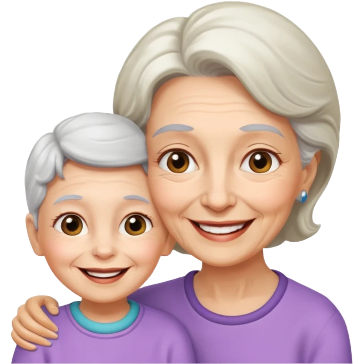 Silueta de anciana e hija emoji