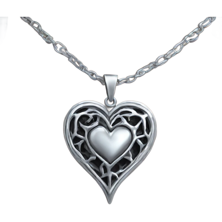 silver gothic heart necklace emoji