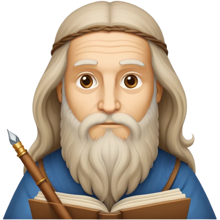 cinematic-realistic-leonardo-da-vinci-portrait-emoji,-depicted-as-the-quintessential-renaissance-polymath-with-deep,-thoughtful-eyes,-a-flowing-beard,-and-a-quill-or-sketchbook-in-hand.-the-scene-is-illuminated-with-warm,-classical-light emoji