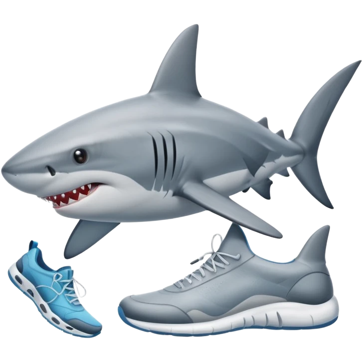 a shark swimming with shoes on emoji
