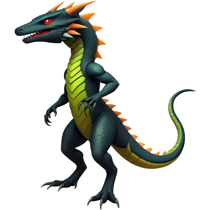futuristic lush warm-colored neon-colored Fakémon-Trico-Nargacuga-Salandit-creature (full body) emoji