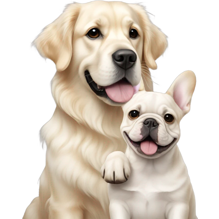 English cream golden retriever and an oreo colored frenchie as best friends emoji