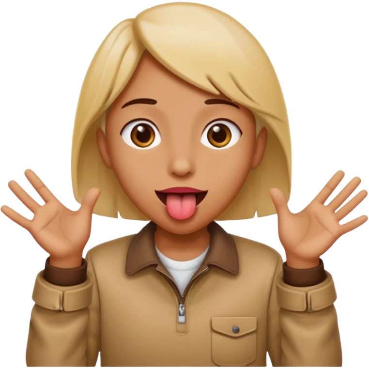 Tongue out with hands to the side   emoji