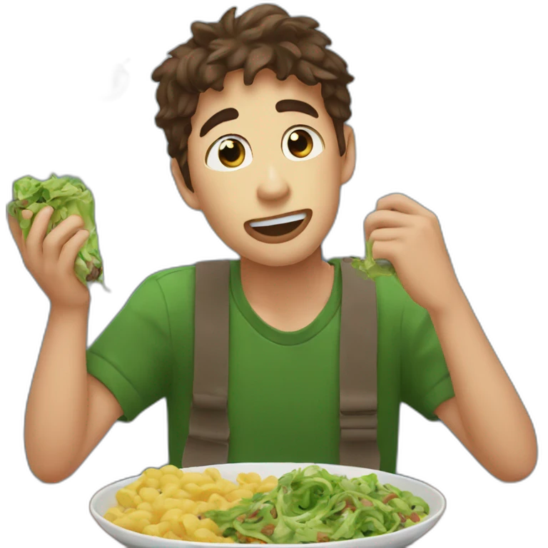 🥺 hungry guy eating a 🐸 emoji