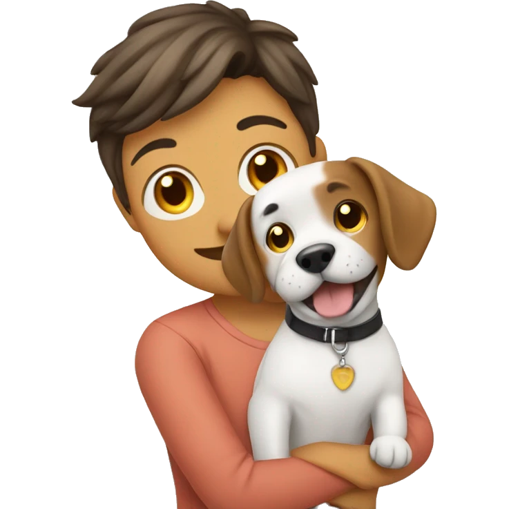 Cute dog with owner emoji