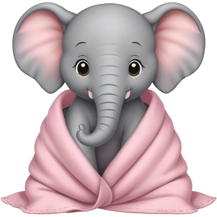 Cozy baby elephant in light pink blanket  emoji