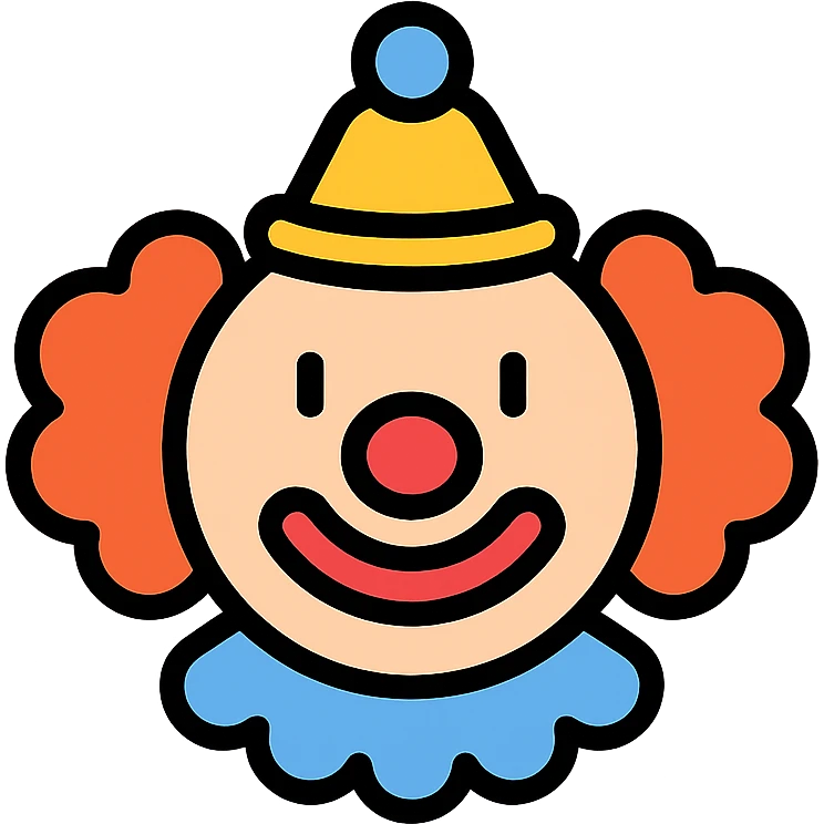 clown face, simple icon style, clean lines, minimal color, clear features emoji