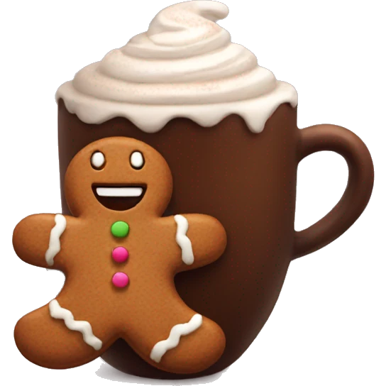 Hot chocolate with a gingerbread inside emoji