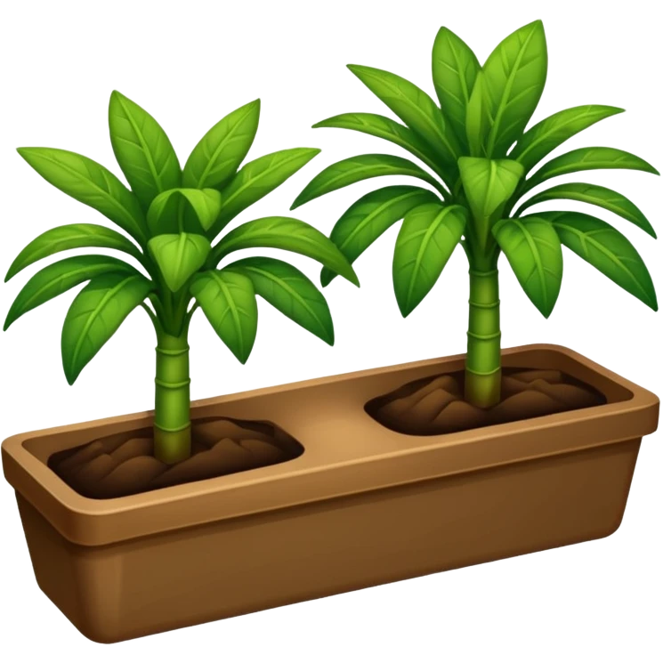 plantas abundantes tipo helecho en macetas rectangulares color café emoji