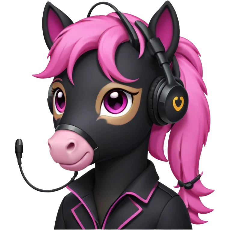 Black pony streamer with gaming head set emoji