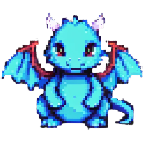 pixel art dragon with tiny wings, cute and expressive emoji