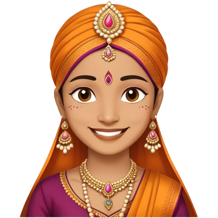 A smiling person wearing traditional Indian clothes and bindi emoji