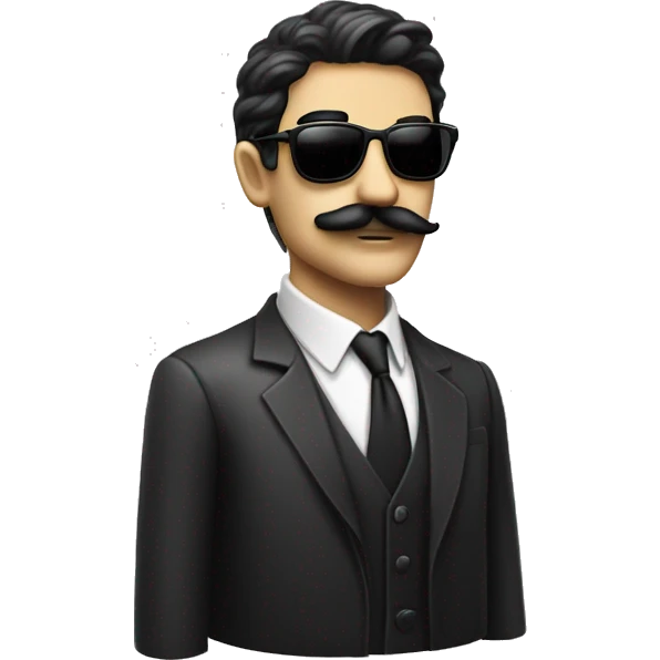 solo dark haired sunglasses mustachioed gentleman in monochrome emoji