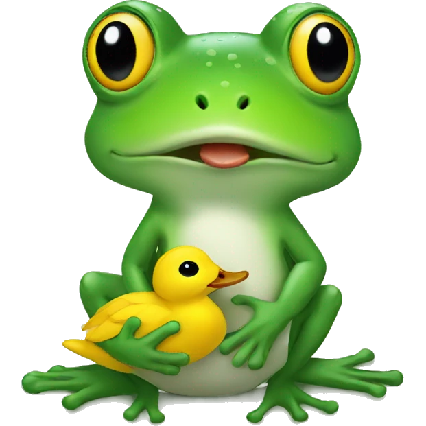 Frog holding a duck emoji