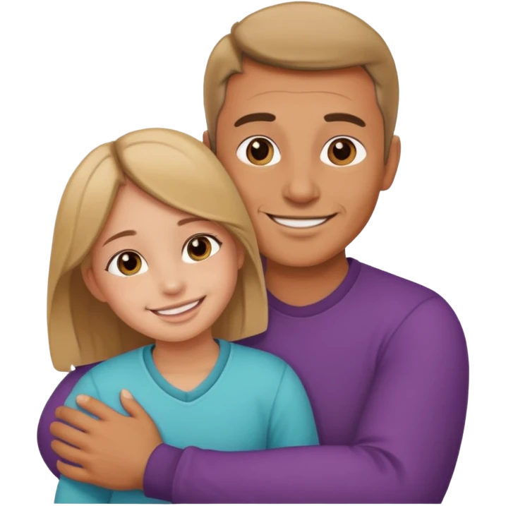 A father hugging his daughter smiling emoji