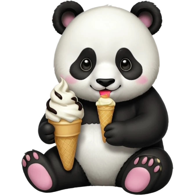 Panda eating ice cream emoji