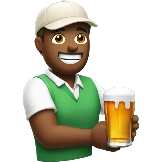 Golfing with a beer emoji