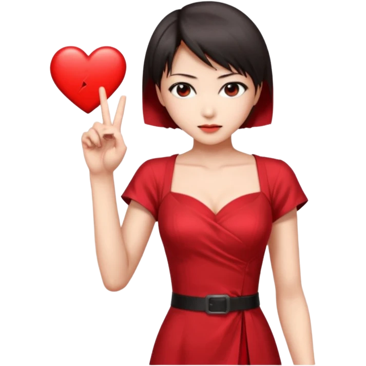 Ada Wong from Resident Evil, making a heart gesture emoji