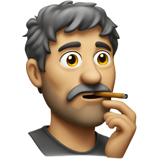 Short fat scruffy man smoking  emoji