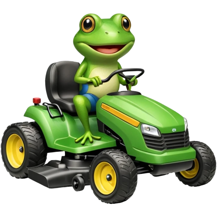 Frog riding a zero turn mower  emoji