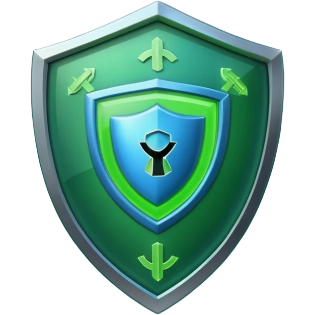 generate full blue cyber shield with different  green computer symbols  emoji