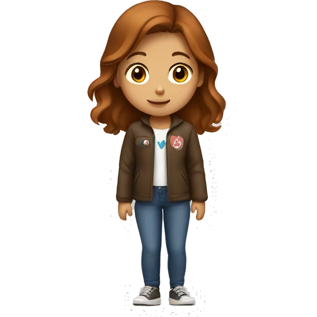Redish-brown haired girl making the peace sign emoji