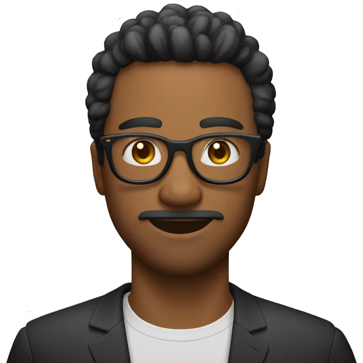 Hombre caucásico pelo negro y gafas serio  emoji