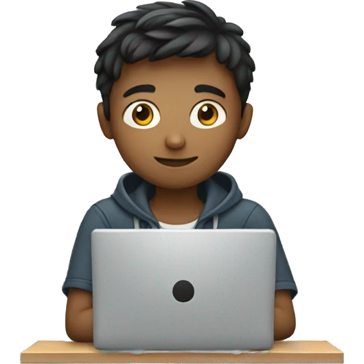 a boy working on his laptop emoji